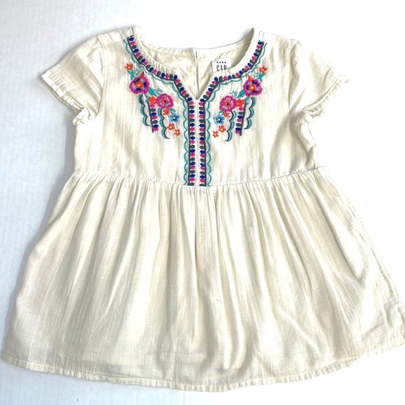 Gap Baby Toddler Girl Embroidered Boho Peplum-like Top, Size 2 Years - Picture 1 of 6